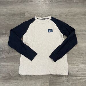 Nike Men's Long Sleeve Shirt - White and Blue